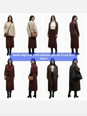 Danier High-Rise 100% Genuine Leather A-Line Skirt Size 0